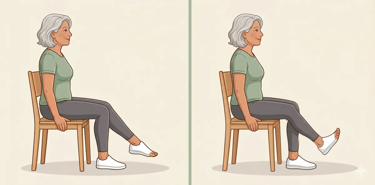 Ankle Flex and Point: the starting position on the left and the finishing position on the right