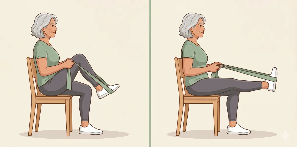 Seated Leg Press: the starting position on the left and the finishing position on the right