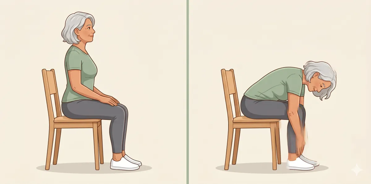 Seated Forward Fold: the starting position on the left and the finishing position on the right
