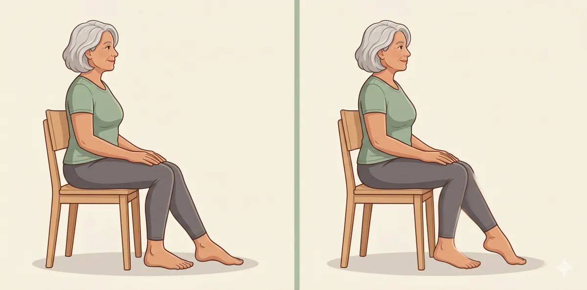 Seated Arch Lifts: the starting position on the left and the finishing position on the right