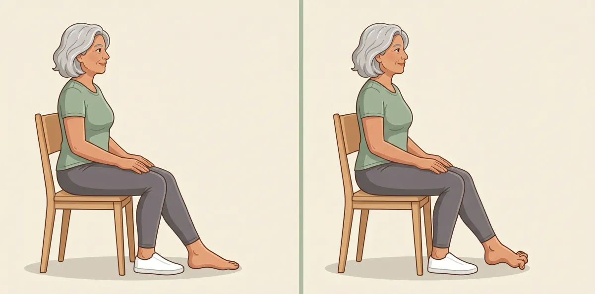 Seated Toe Curls: the starting position on the left and the finishing position on the right