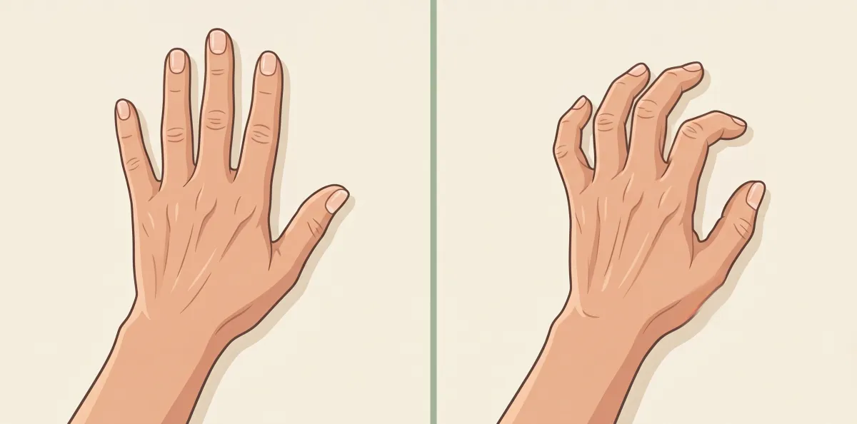 Finger Bends: the starting position on the left and the finishing position on the right