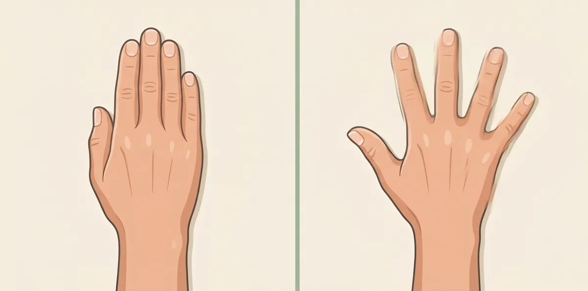 Finger Spread: the starting position on the left and the finishing position on the right