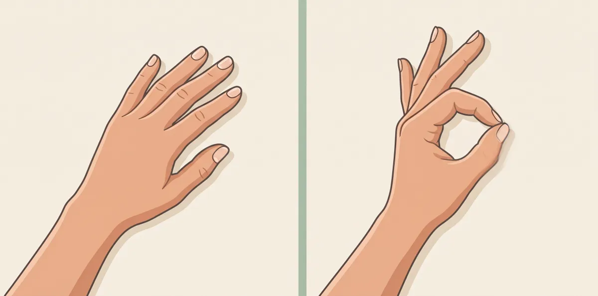 Thumb-to-Finger Touches: the starting position on the left and the finishing position on the right
