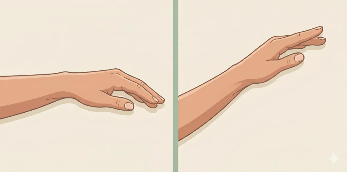 Wrist Flex and Extend: the starting position on the left and the finishing position on the right