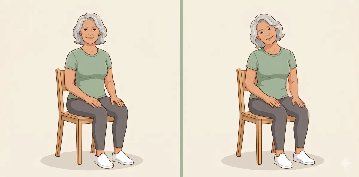 Stretching for seniors — an example before-and-after move