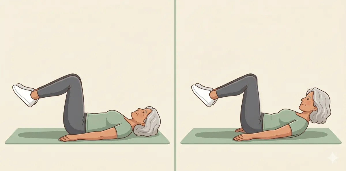 Pilates for seniors — an example before-and-after move