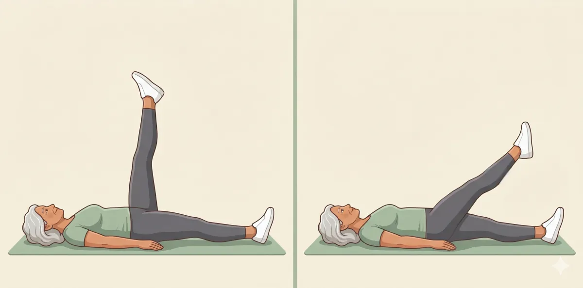 Single Leg Circle: the starting position on the left and the finishing position on the right