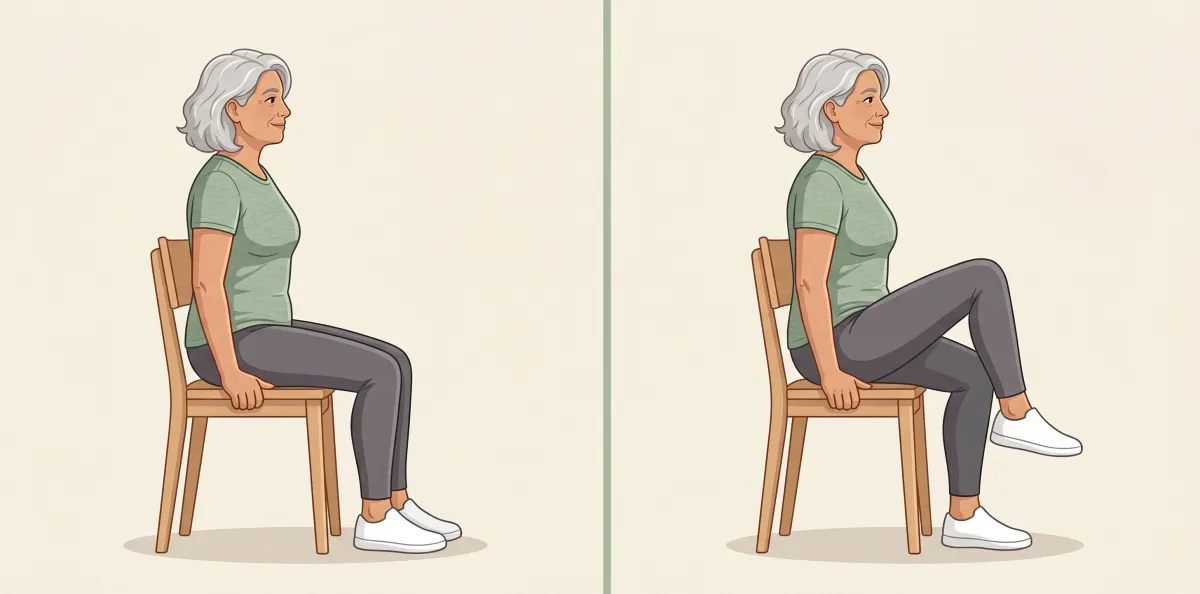 Seated Marching: the starting position on the left and the finishing position on the right