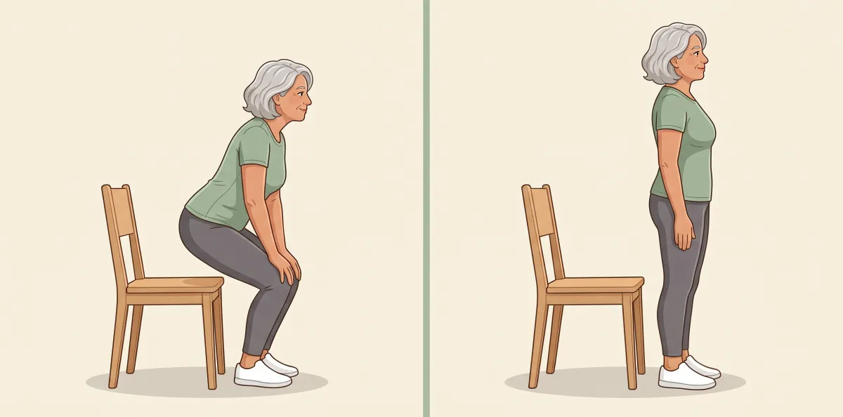 Sit-to-Stand: the starting position on the left and the finishing position on the right