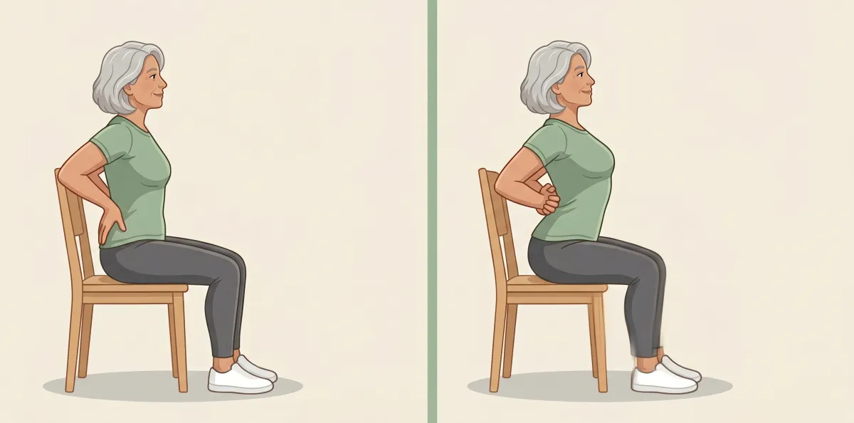 Seated Heart Opener: the starting position on the left and the finishing position on the right