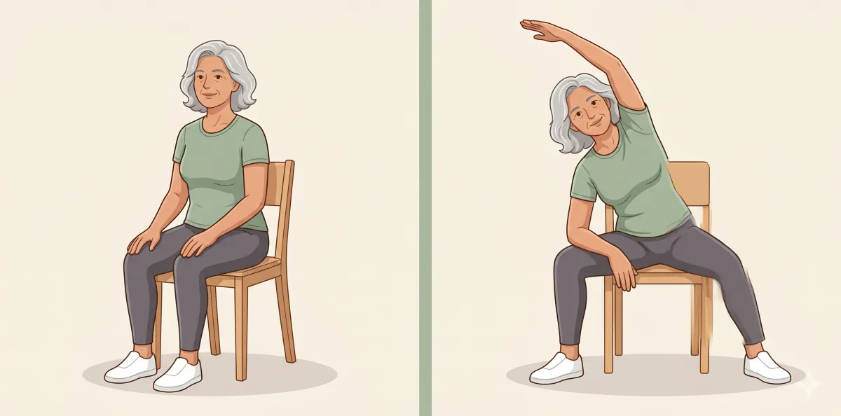 Seated Side Angle: the starting position on the left and the finishing position on the right